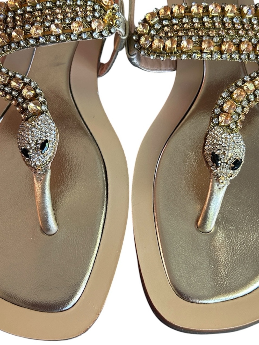 Schutz Shanti Gold Metallic Snake Rhinestone
Embellished Flat Sandals 7.5 - Picture 2 of 8